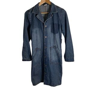 Ted Marynus Classic Blue Denim Duster Jacket Size Petite dress romper retro